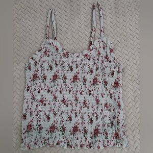Forever 21 White Cami with Pink Floral Print